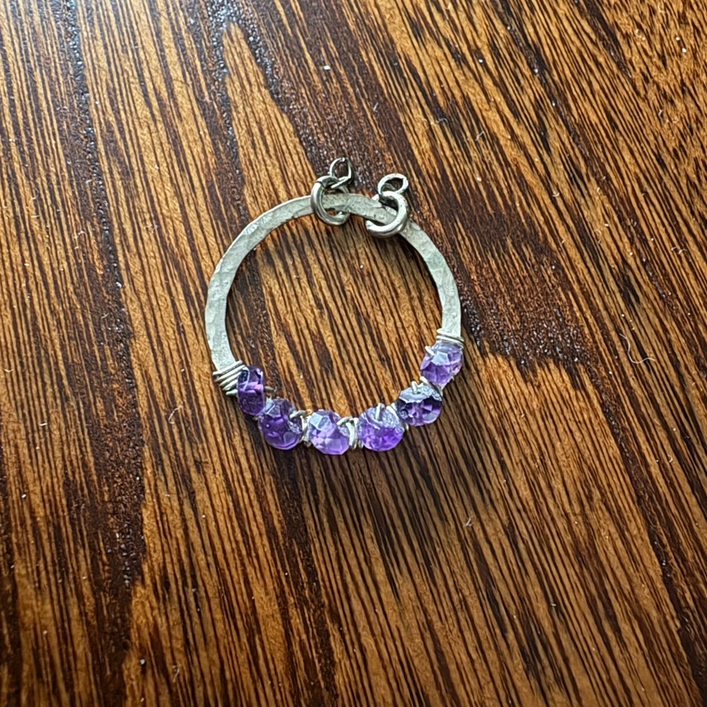 Amethyst Wire Wrapped Silver Pendant